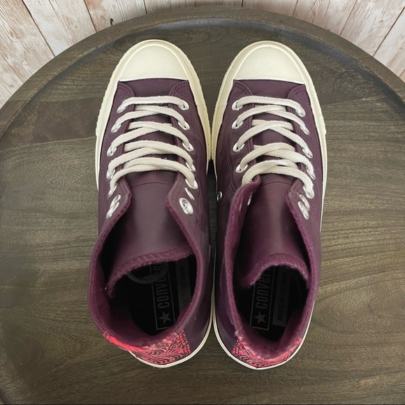 Converse CTAS High Top Leather Sneaker Dark Sangria Size 8 Women - Picture 5 of 9